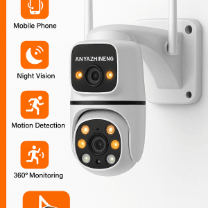 ANYAZHİNENG Çift Kafalı Güvenlik Kamerası | Sabit + Döner IP Kamera Sistemi